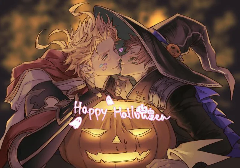 He looks so sweet and inviting in that costume. You lean in and give him a sweet kiss.