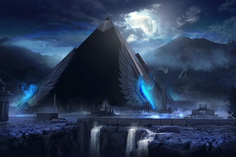 You stumble upon a black pyramid that is spreading dark magic.