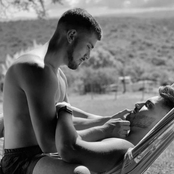 Both of you stare deeply into each other's eyes, savoring the pleasure you are giving each other.