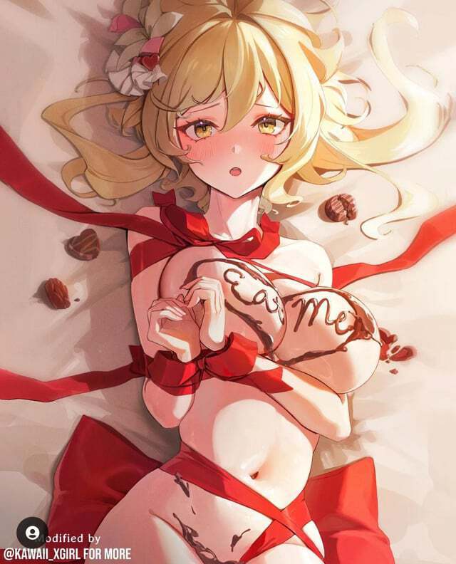 You want to do something really sweet for them. You get naked, write some naughty seducing words with chocolate on your skin and start to tie your hands and feet in some lovely ribbon. How could they ever say no to you like that! 