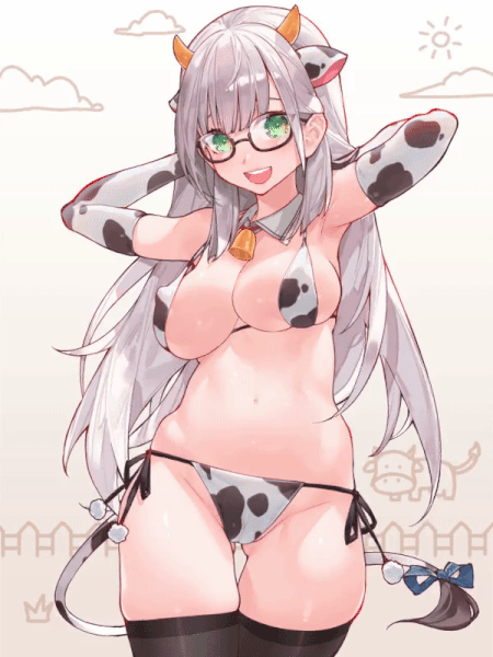 Equip the cow print bikini!