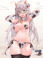 Equip the cow print bikini!