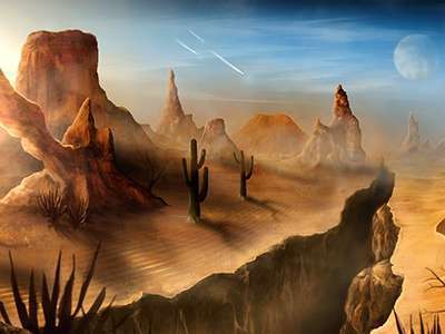 As the sun beat down on you and the barren landscape around you, you notice a narrow ravine carved its way through the rocky desert. A faint breeze stirred the air, as you enter it. In the distance, the sound of drums echoed off the stone walls, beckoning you deeper into the unknown terrain…  