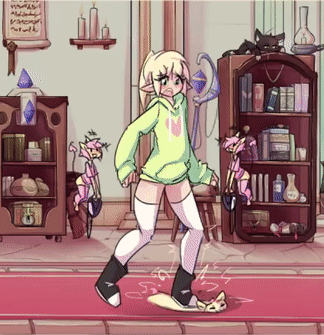 A trap reveals itself below the adventurer as two fairies quickly ambush them, quickly equipping them with shackles and gag, before helping them mount their new seat.