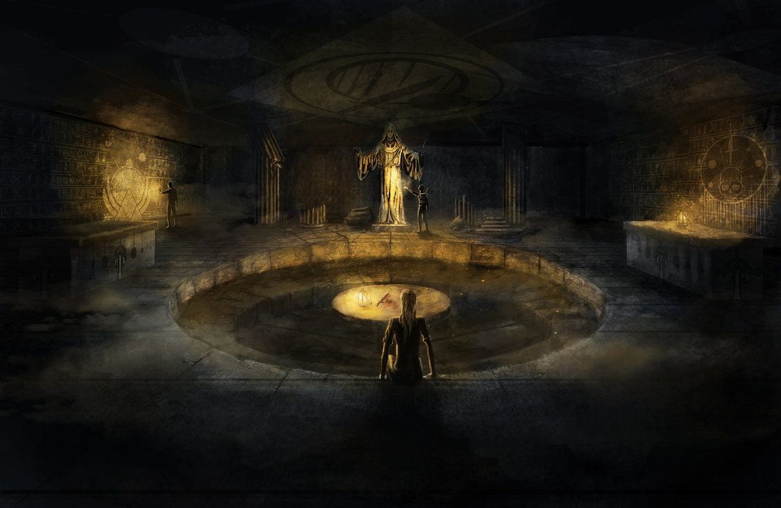 Deep underneath the monastery, you find a chamber that is a grand and imposing sight to behold. Candles and incense burn constantly, filling the air with a heady scent. The atmosphere is one of reverence and devotion, with a palpable sense of ancient power and mystery hanging in the air. 