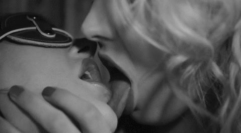 Blindfold and kiss her