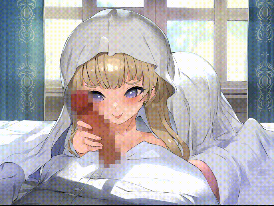 You pull up from under the sheets to stroke their cock.