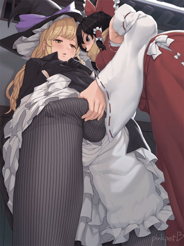 You grab your opponent's hard and stiff cock inside her pants, rubbing it until she orgasms.
