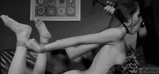 Strip, hogtie and facefuck