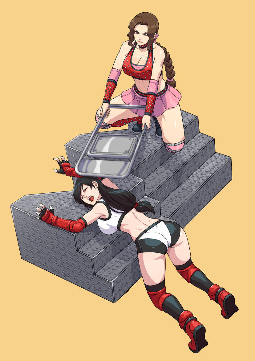 You swing for the fences, clobbering her with a steel chair. 