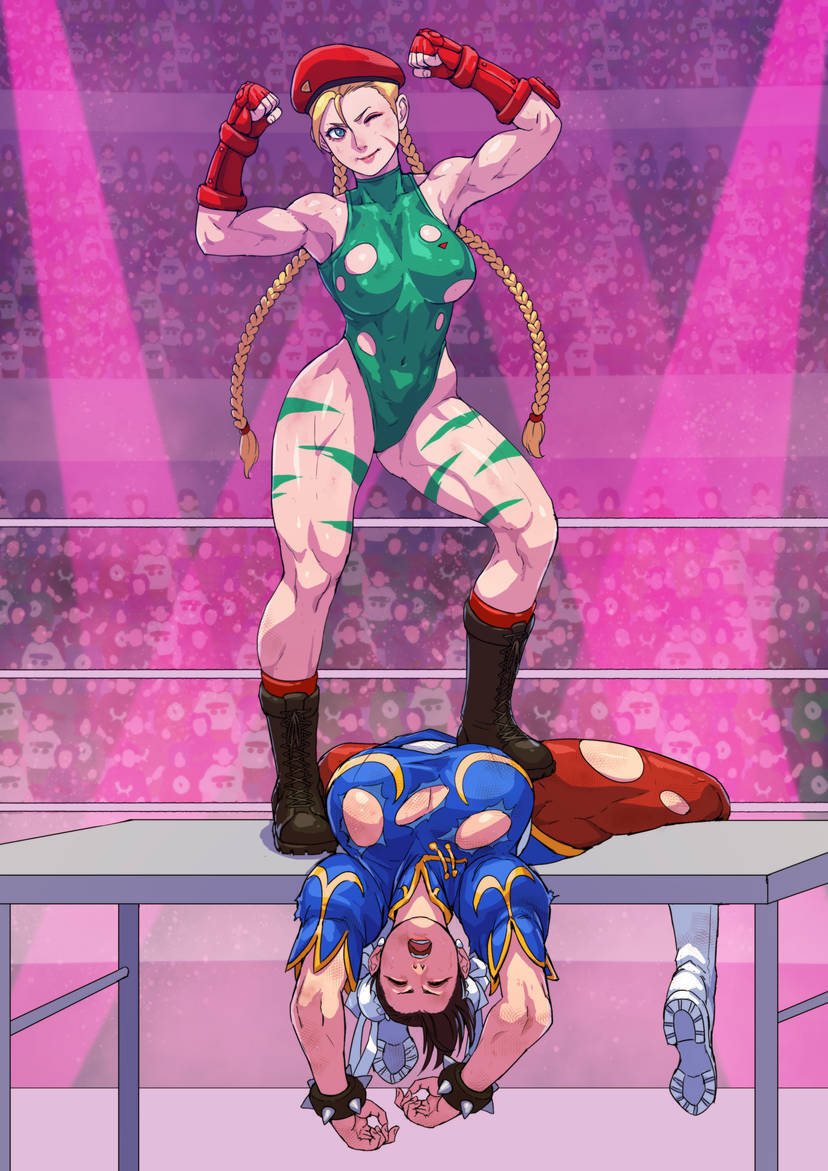 What a dirty cheat! She poses over your fallen body, proud of her heelish tactics. 