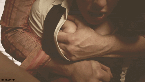 Because she has been teasing you the whole time, you are now showing her who is the dominant one. You grab her breasts and knead them hard. With the other hand you give her light slaps on her wet pussy.