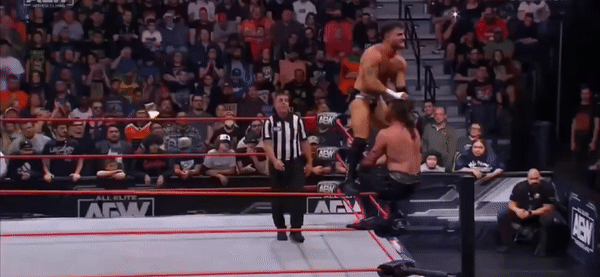 While your opponent is resting, you take the opportunity to mount him and thrust your groin in his face!