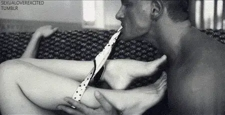 You go down and take off her panties with your mouth.
