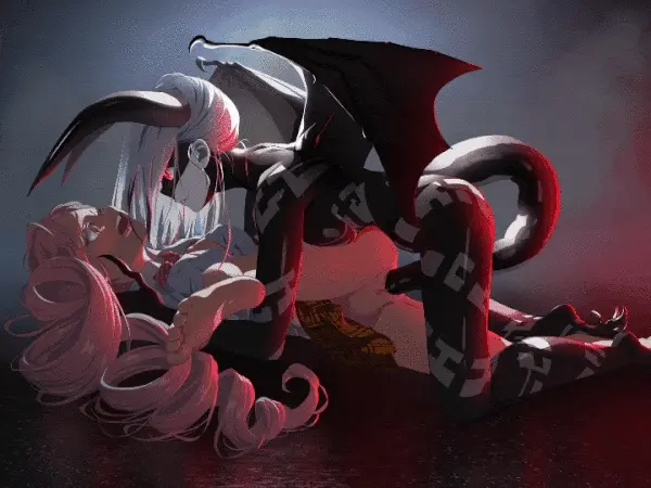 You push her down and stare into her eyes, as you penetrate her with your "tail" ~ making her moan in sweet delight!