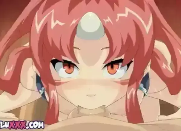 You look up to her with big eyes, as you greedily suck on her hard dick, breaking her resistance!