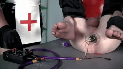 You turn the power up on his anal trode by one.