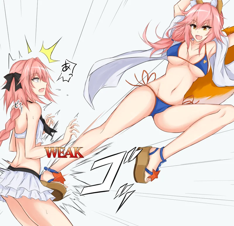 You launch a kick into her balls, feeling them crush under your foot. Is she really going to cum from that?