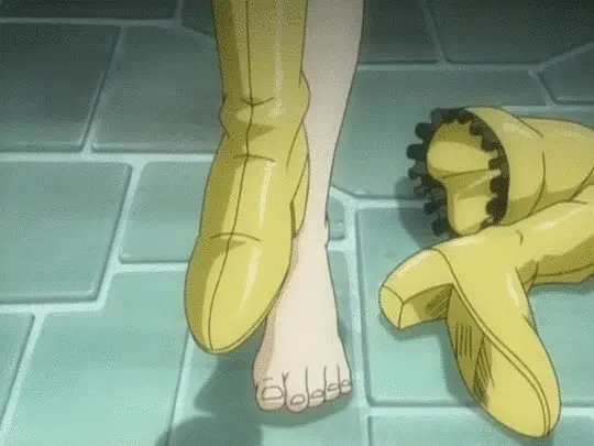You remove your shoes teasingly before stroking his cock with your foot. He's getting so hard from this.