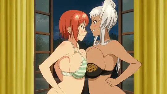 You walk towards her and push your breasts against her.