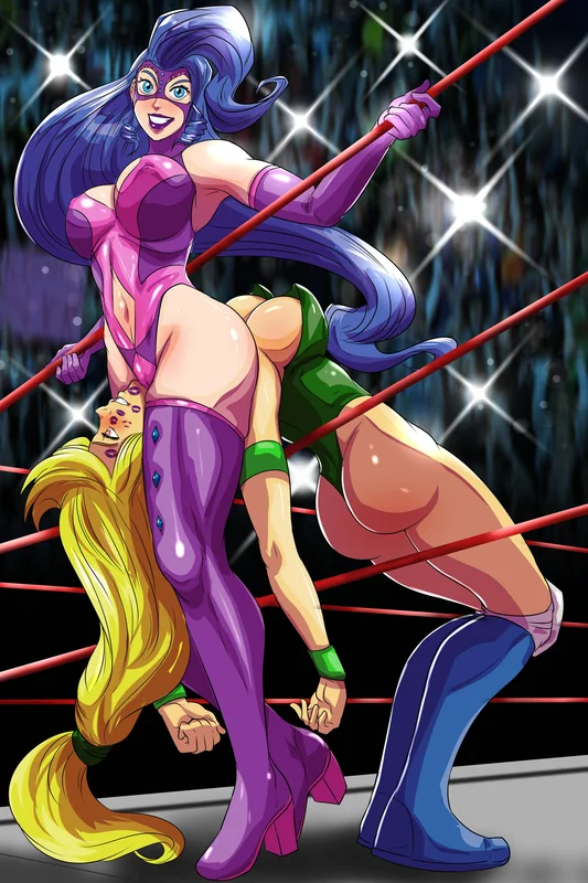 Filled with lust and love for your opponent, you start by kissing them before switching things up. Before she can react, you humiliate her by locking her in a scissor hold while holding onto the ropes!