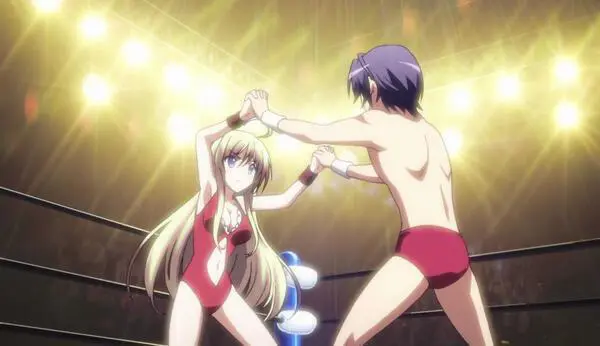 Who is stronger? Time to find out! You lock hands with her and put her strength to the test. 