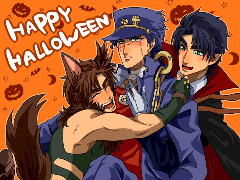 You call over some friends, all dressed in their costumes, and bury him in a group hug!