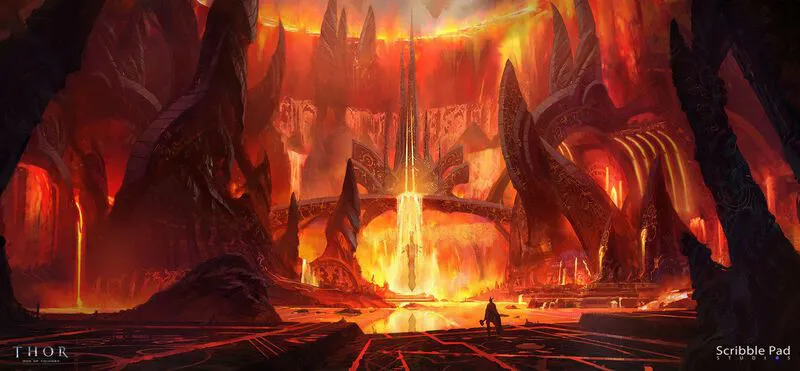 You enter a grand room with lava running in canals and armors and weapons decorating the room.