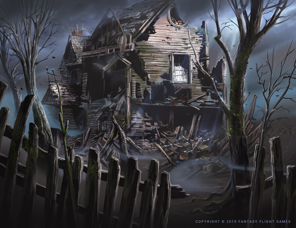 As you cut yourself through the thick foliage of the forest, you find a dilapidated hut, its windows and doors missing, and its roof caved in. You take the faint trail on the ground up to the hut, and upon closer inspection, one could see the remnants of a fire pit and scattered belongings. 