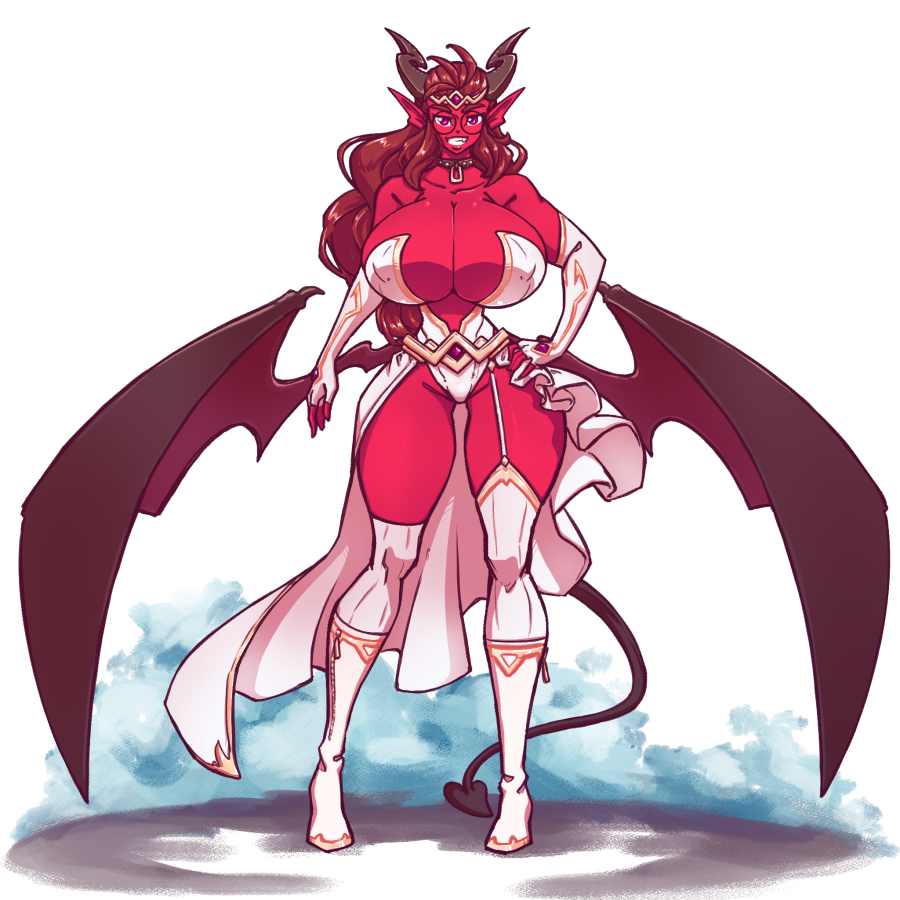  As the adventurer takes a few steps forward, the door slams shut behind him, and he is suddenly standing in front of the succubus queen.
