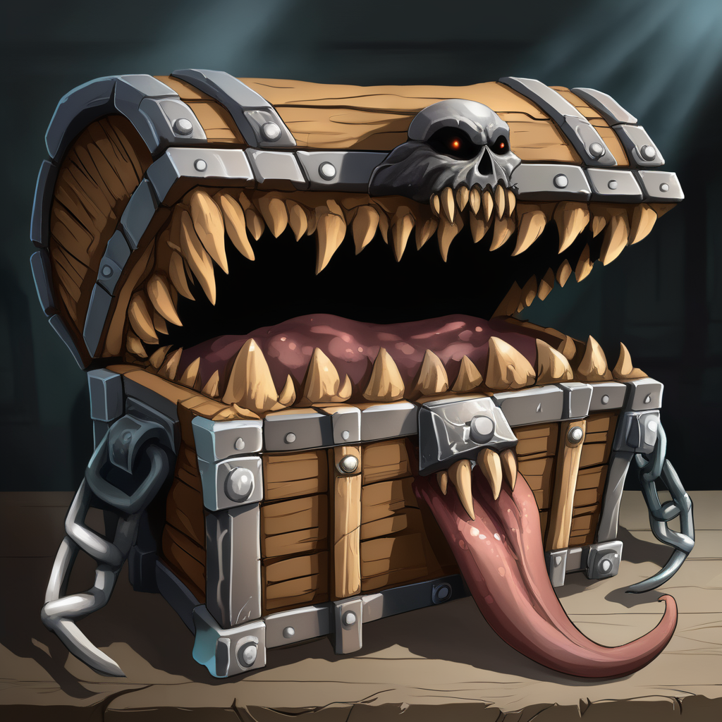The chest turned out to be a mimick! Bad luck!