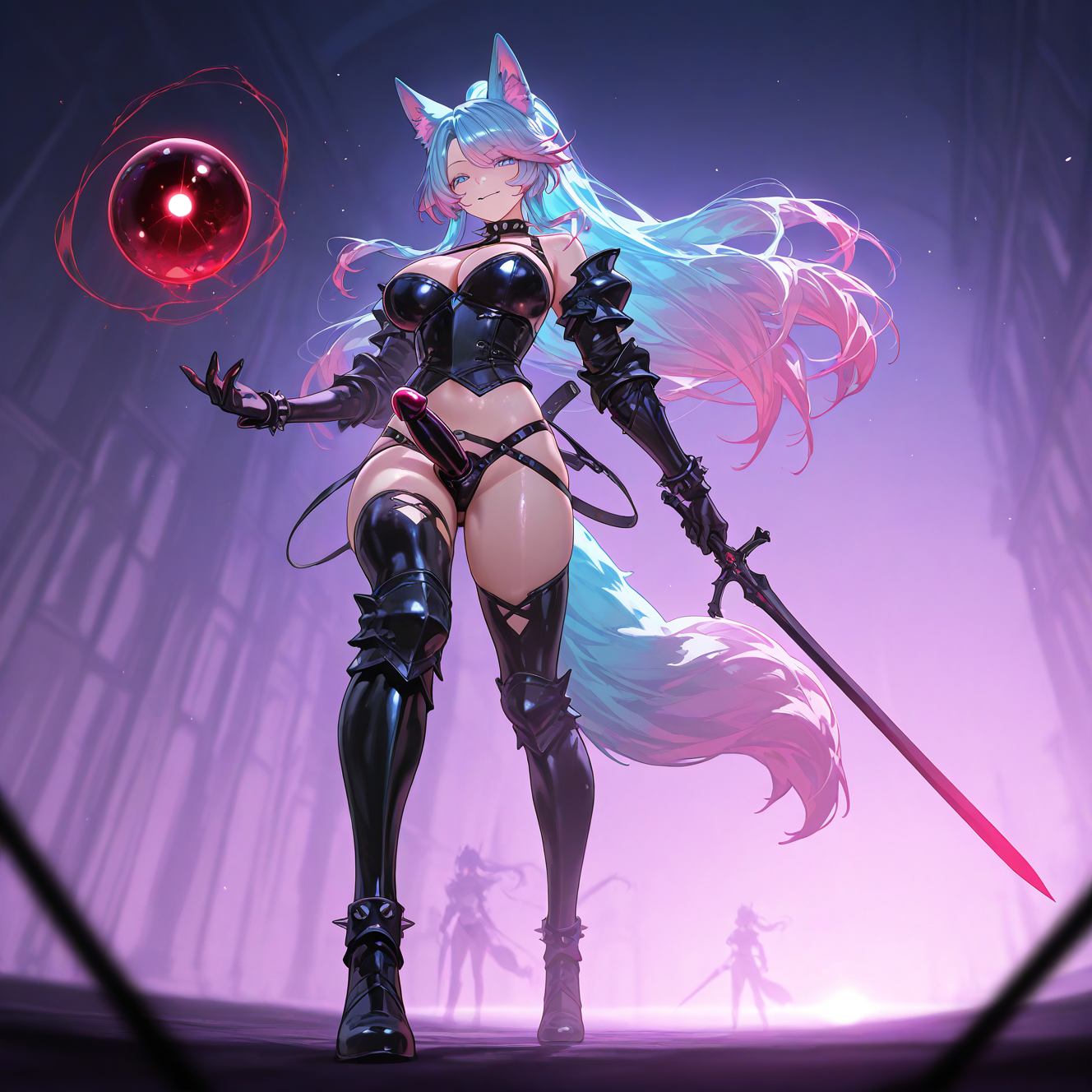 You channel you lewd energy into draining his power, lowering everyones urge to fight while also arousing them... evil!