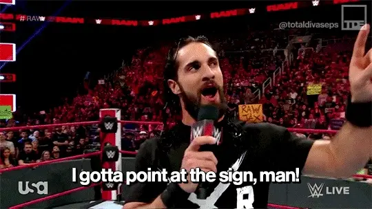 You take a break from fighting and fucking to point at a giant sign. 