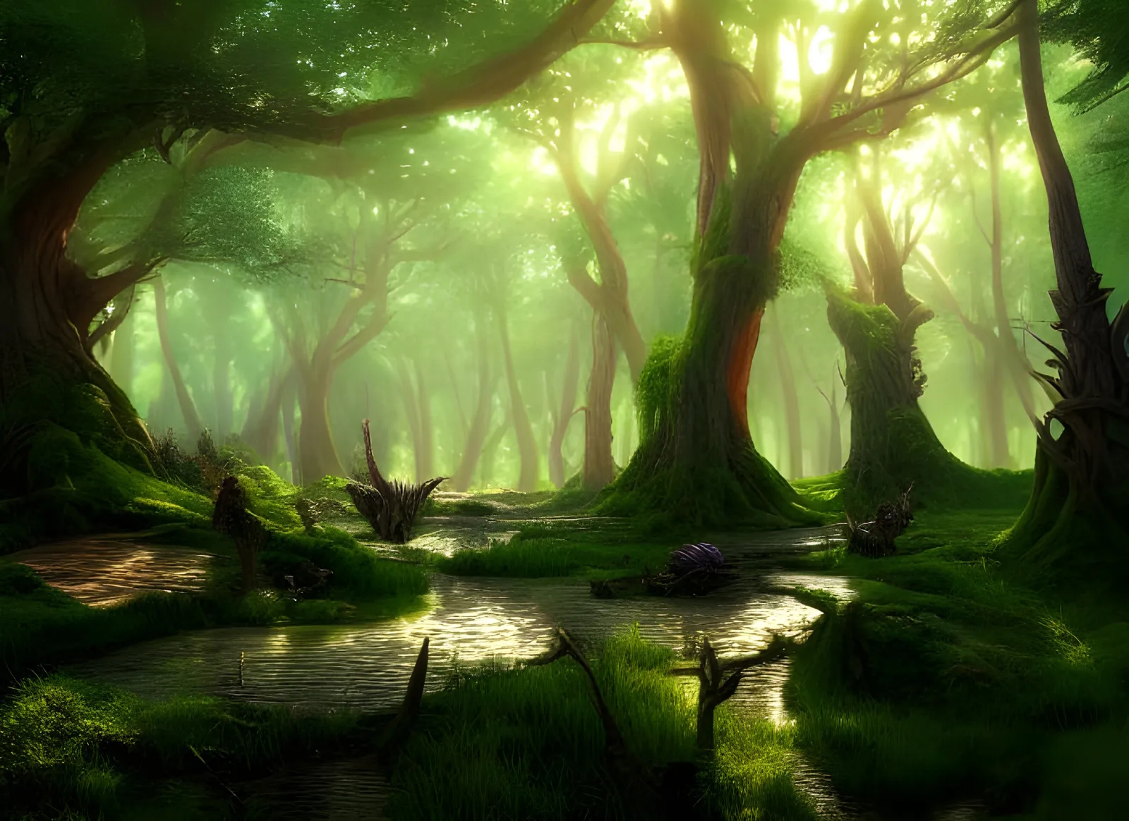 On your walk in the forest, you feel that it's getting harder and harder to walk... After you look around and down to the ground, you realize you are now in the middle of a swamp.