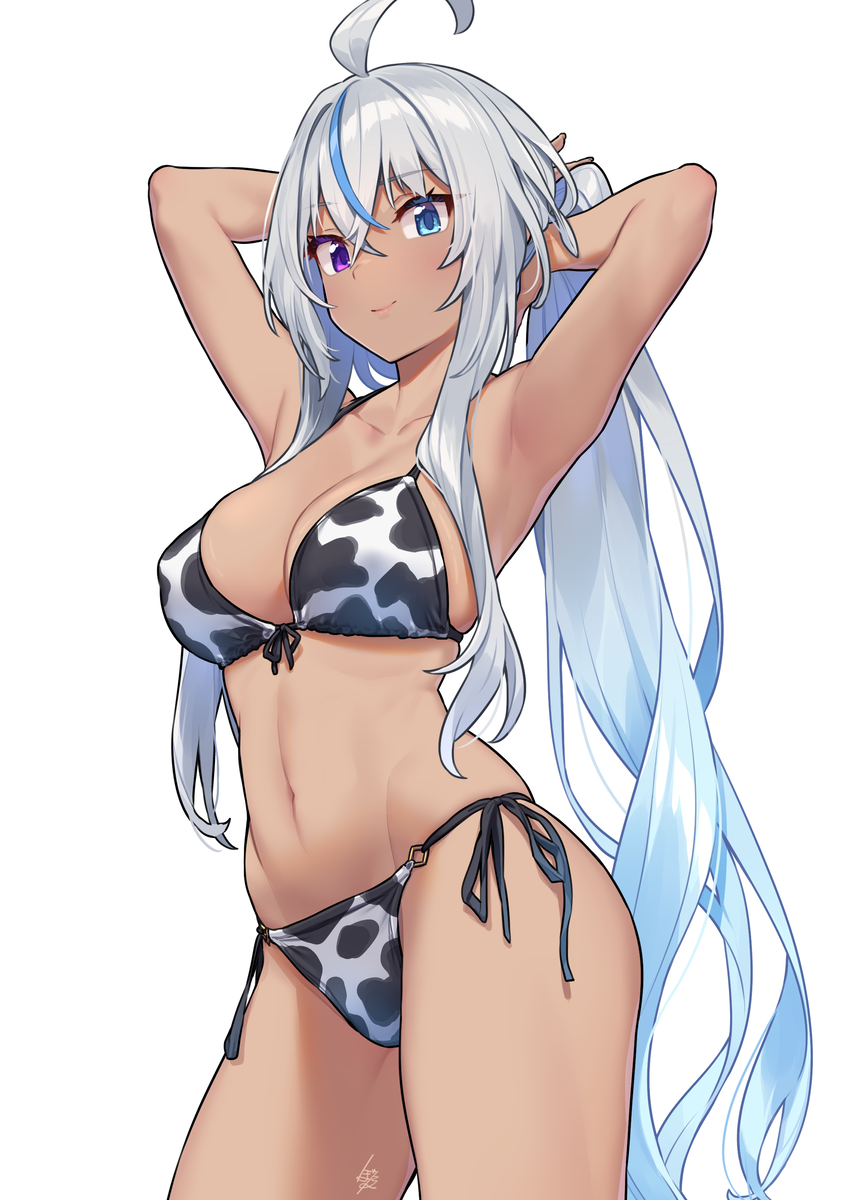 Equip the cow print bikini!