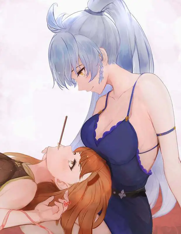 You lie her head in your lap as you slowly stroke her hair, letting her feel as comfortable and at ease as ever. 