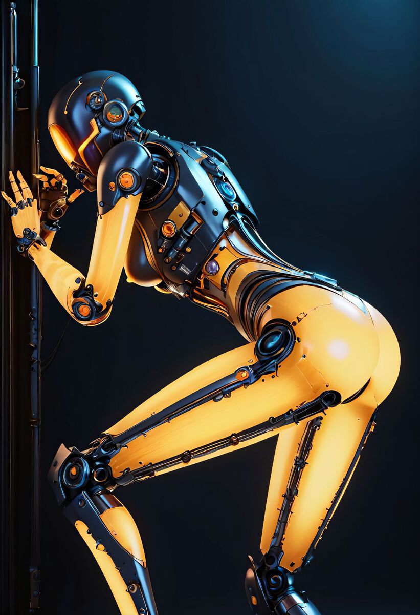 The android falls on the floor, defeated!