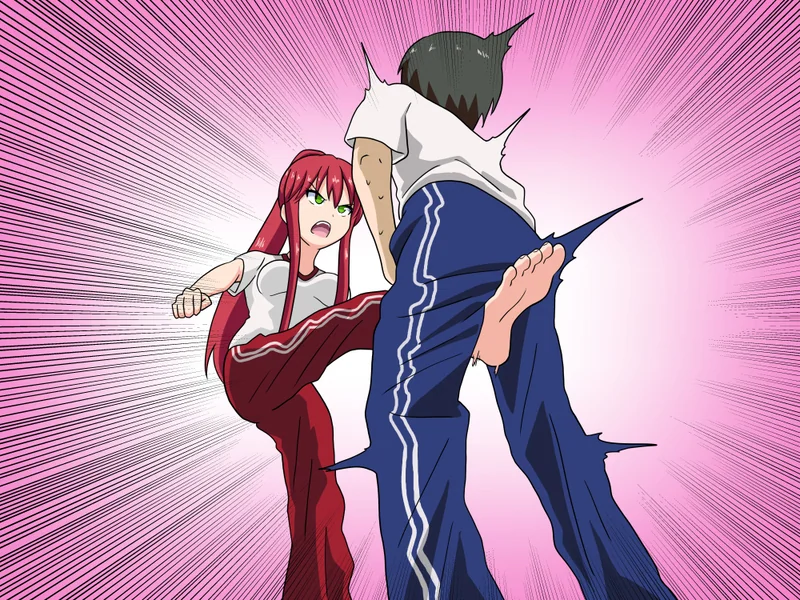 You launch a kick into his balls, feeling them crush under your foot.