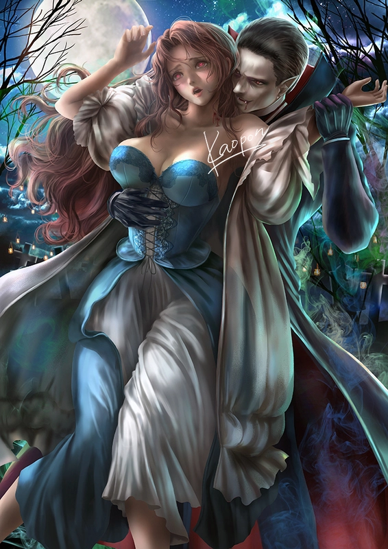 Her neck looks so sweet, so delicious... You sink your fangs into her, savouring the taste of her sweet blood.