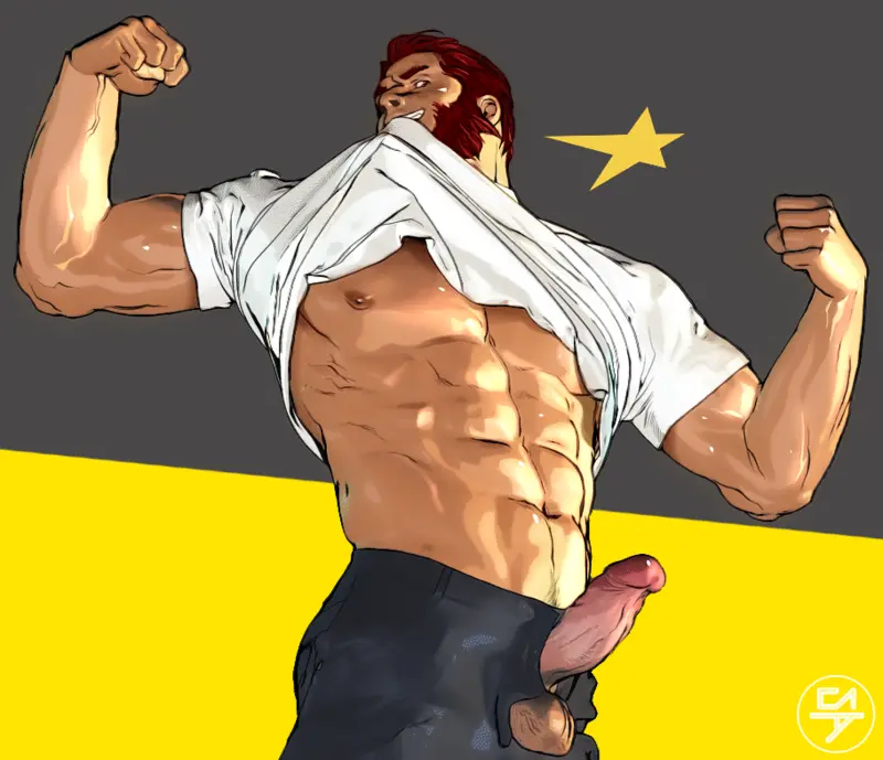 Down goes your zipper and out pops your cock! Pulling your dick out, you give your partner a good view. 