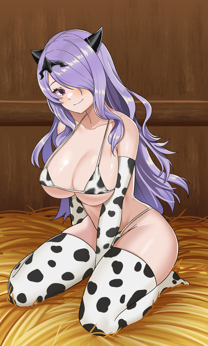 Equip the cow print bikini!