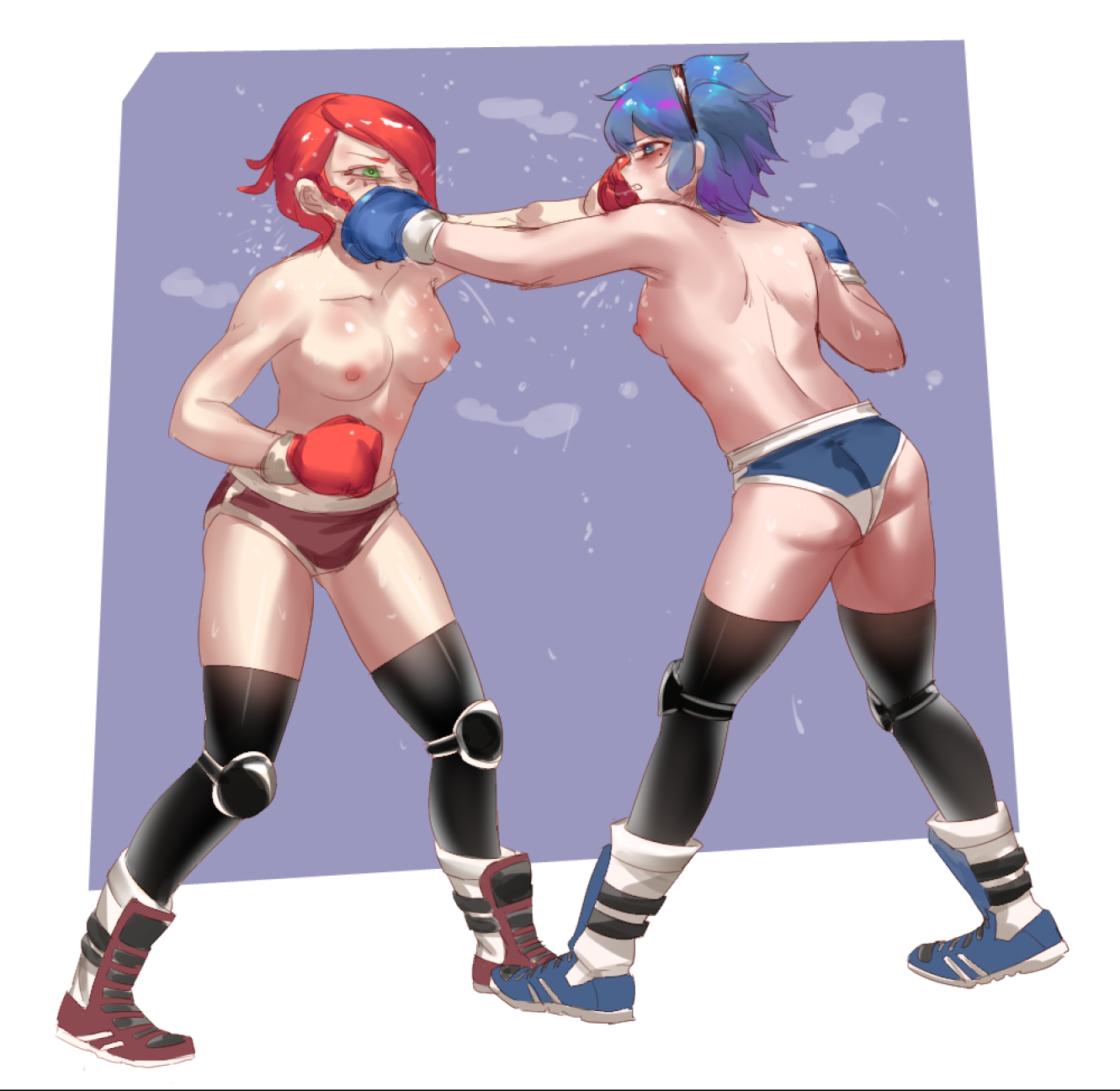 You trade blows with your opponent, struggling to maintain your edge in the ring. Who is going to come out on top? 