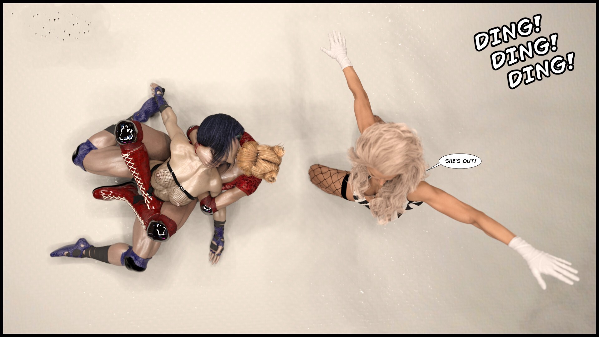 It’s a knockout! She can’t take any more, so you victoriously pose with her worn out body. 