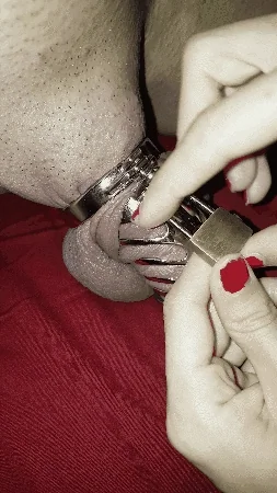 You could let him have an orgasm, but he hasn't earned the right! You leave him denied, and lock his cock back in its cage!