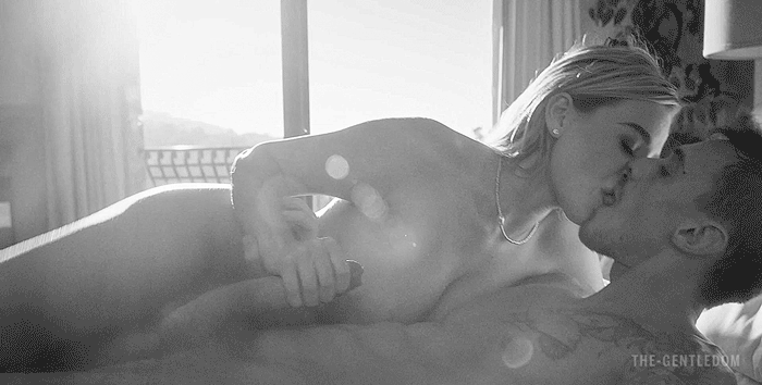 Your lips on his, you are kissing him deep and slow, while you start stroking his cock.