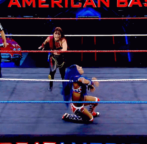 Your last hit was devastating! Your opponent is trying to recover at the ropes, but you charge her for a 619! She feels your legs on her face, falling on the mat, unable to stand up again. 