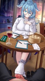 Give her a footjob under the table