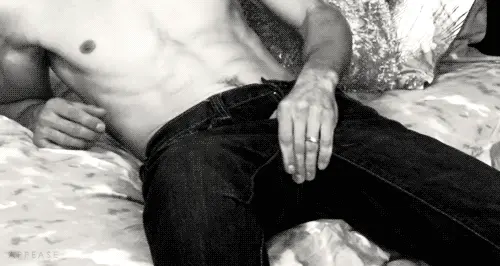 You grab your package, giving your partner a tease of what's to come.