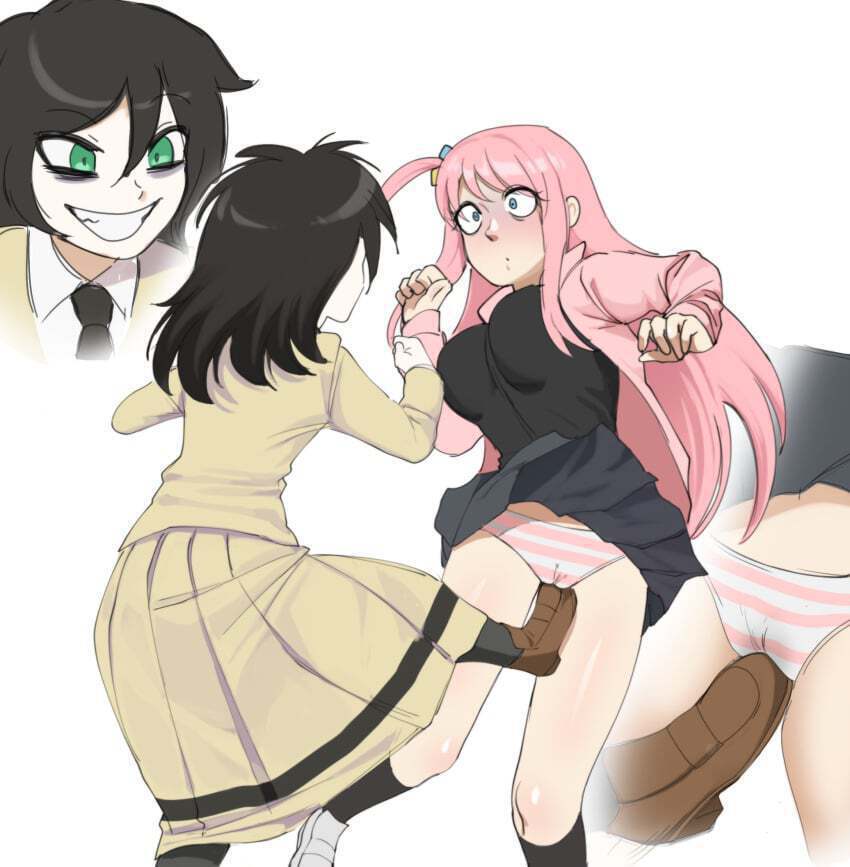 Legs spread wide, target acquired. Lining up your shot, you swing your leg forward, kicking her in the pussy. She crosses her legs, holding her groin in great pain! 