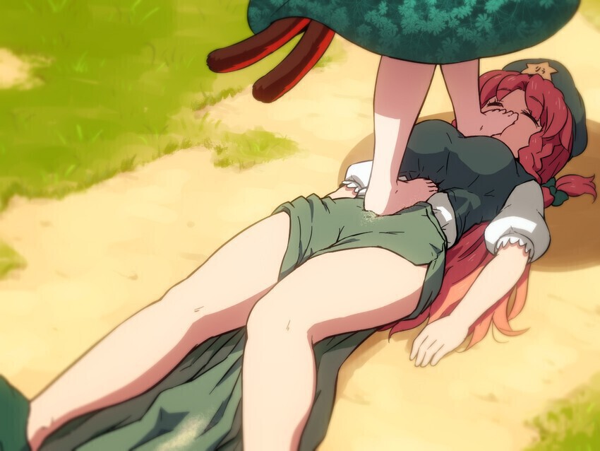 You smirk and step on her head, pinning her down easily.